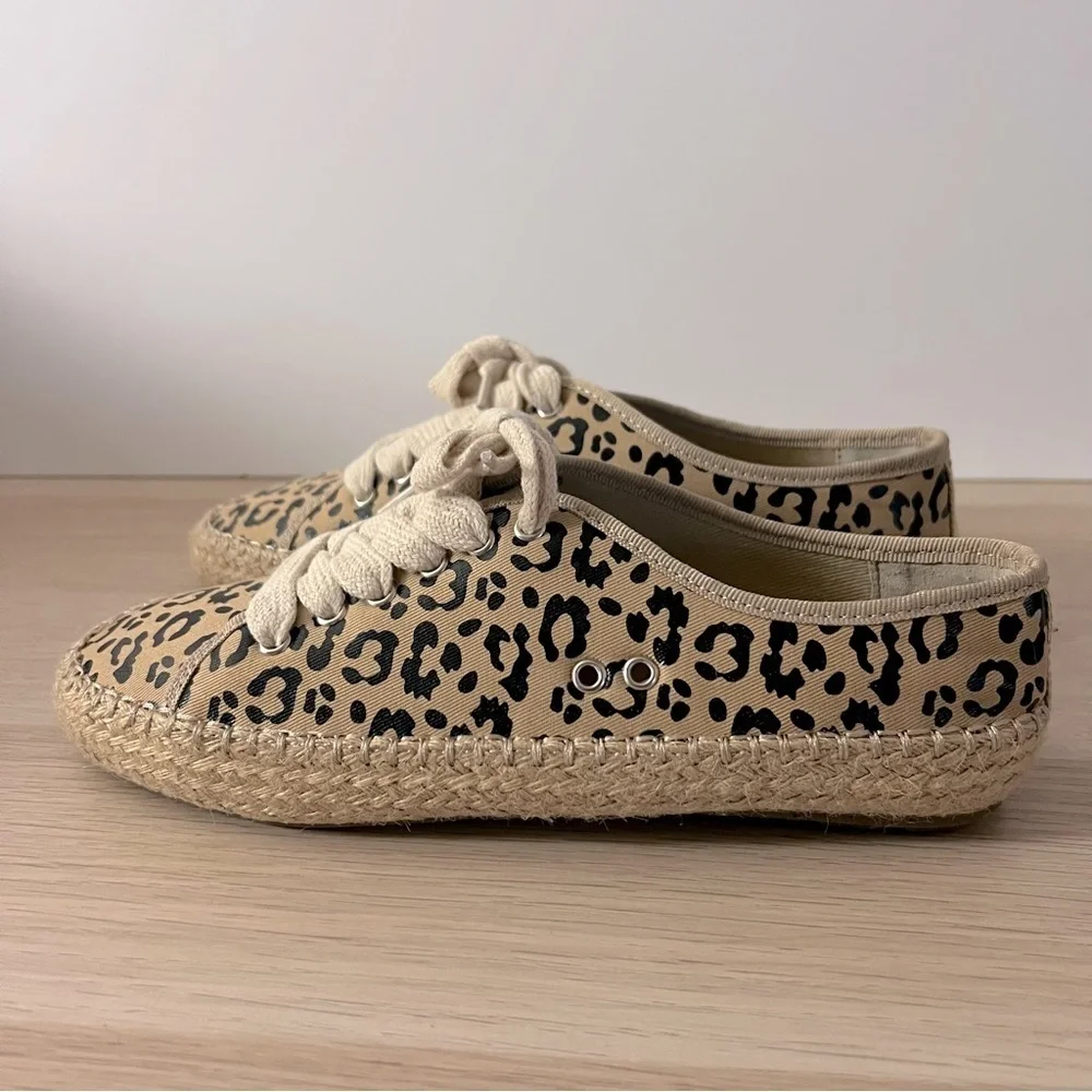 EMU Australia Agonis Cuban Sand Leopard Print Espadrille Lace Up Sneaker Shoes
